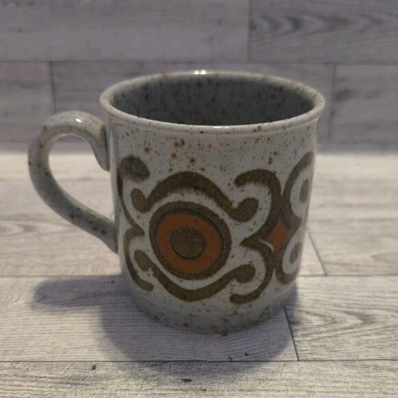 Unbranded Other - Retro Speckled Teacup with brown and orange decoration